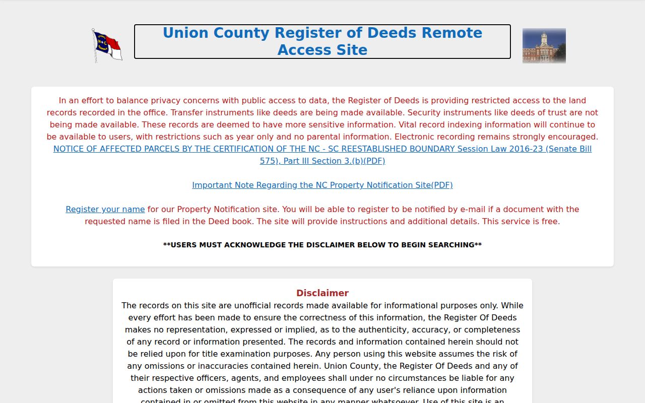 Indian Trail people search using the Union County deed index